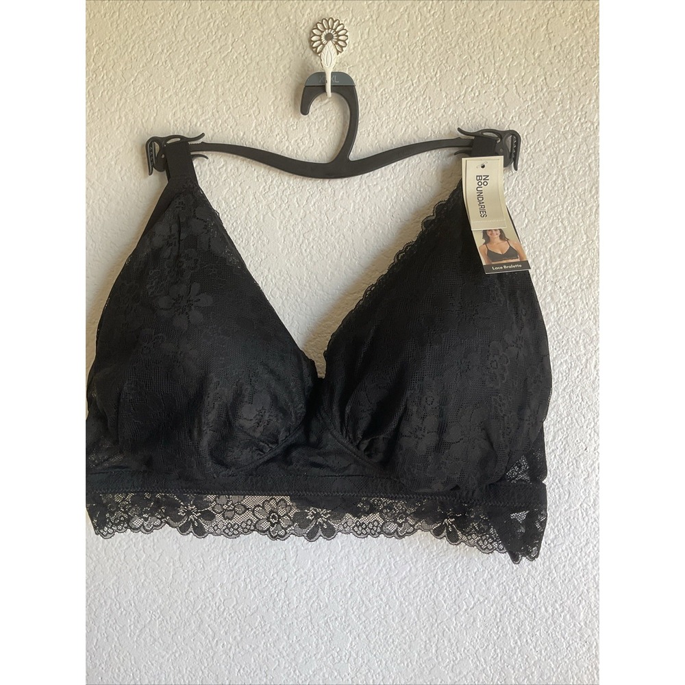 NWT No Boundaries Contour Lace Wirefree w/Removable‎ Pads Bralettes Black 3XL